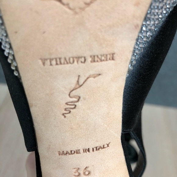 Rene Caovilla Vintage Black Silk and Crystal Platform shoes in Size 6. - Picture 8 of 16